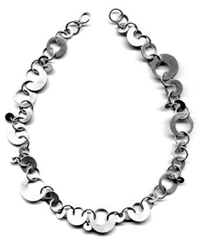 OLGA $490-sterling silver necklace with lightly brushed surface (17" long)

